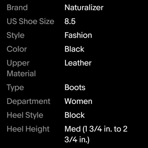 NEW Naturalizer Womens Black Fashion LEATHER Boots Size 8.5 (Wide) Fenya - Picture 7 of 7